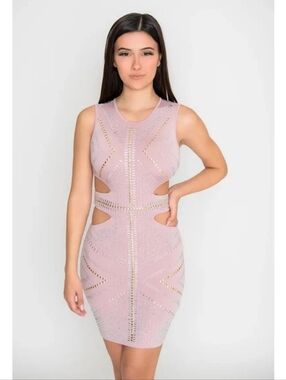 Banjul Blush Cutout Embellished Bodycon Dress